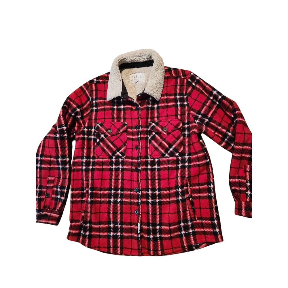 Soho Threads Red Plaid Sherpa Lined Shacket Jacket Men’s Medium